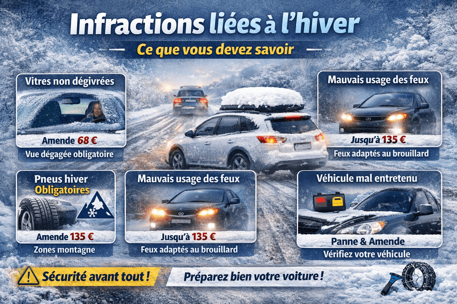 🚗 Infractions liées à l’hiver : ce que les automobilistes doivent absolument savoir