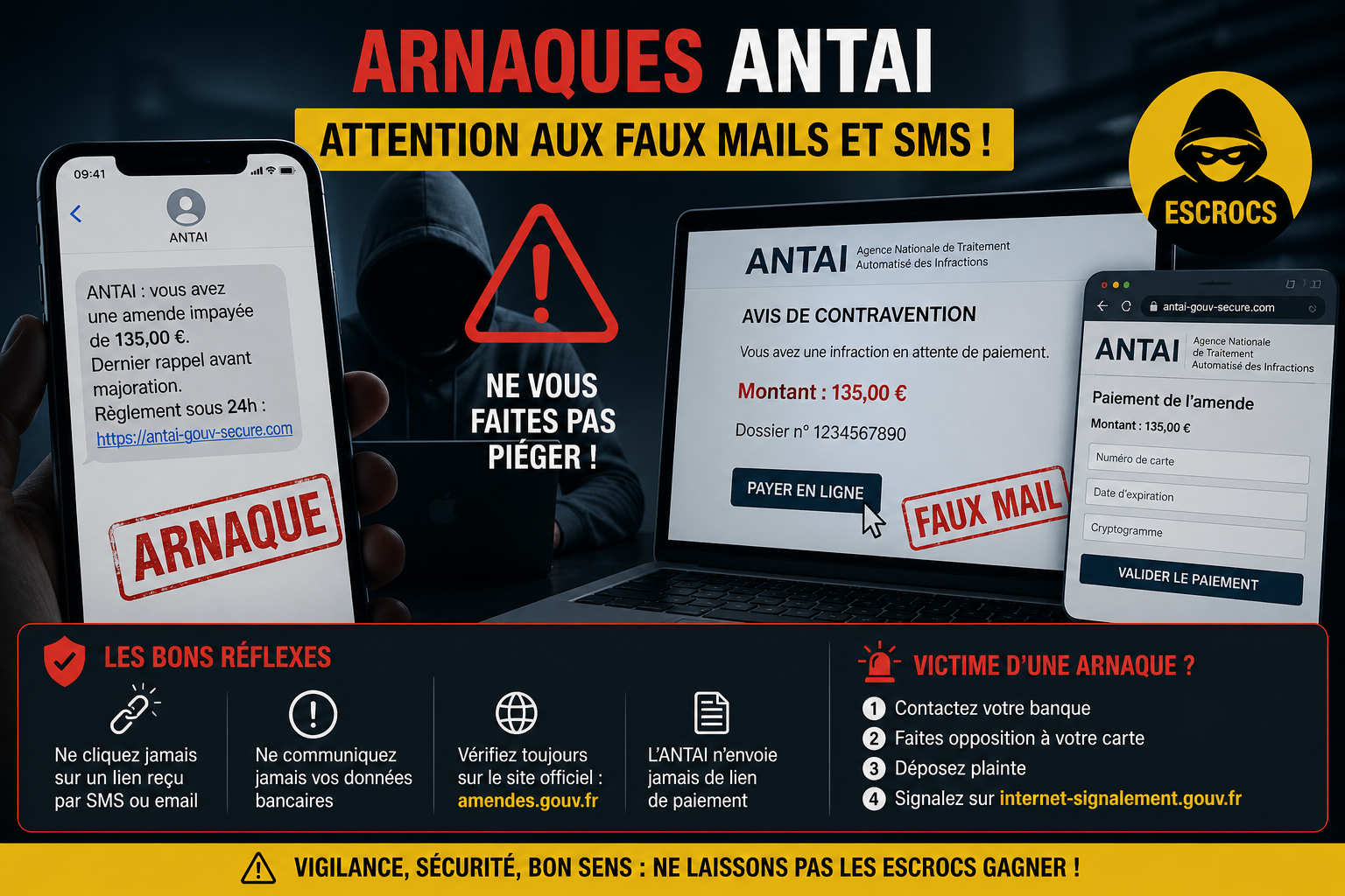 Arnaques ANTAI : attention aux faux mails et SMS !